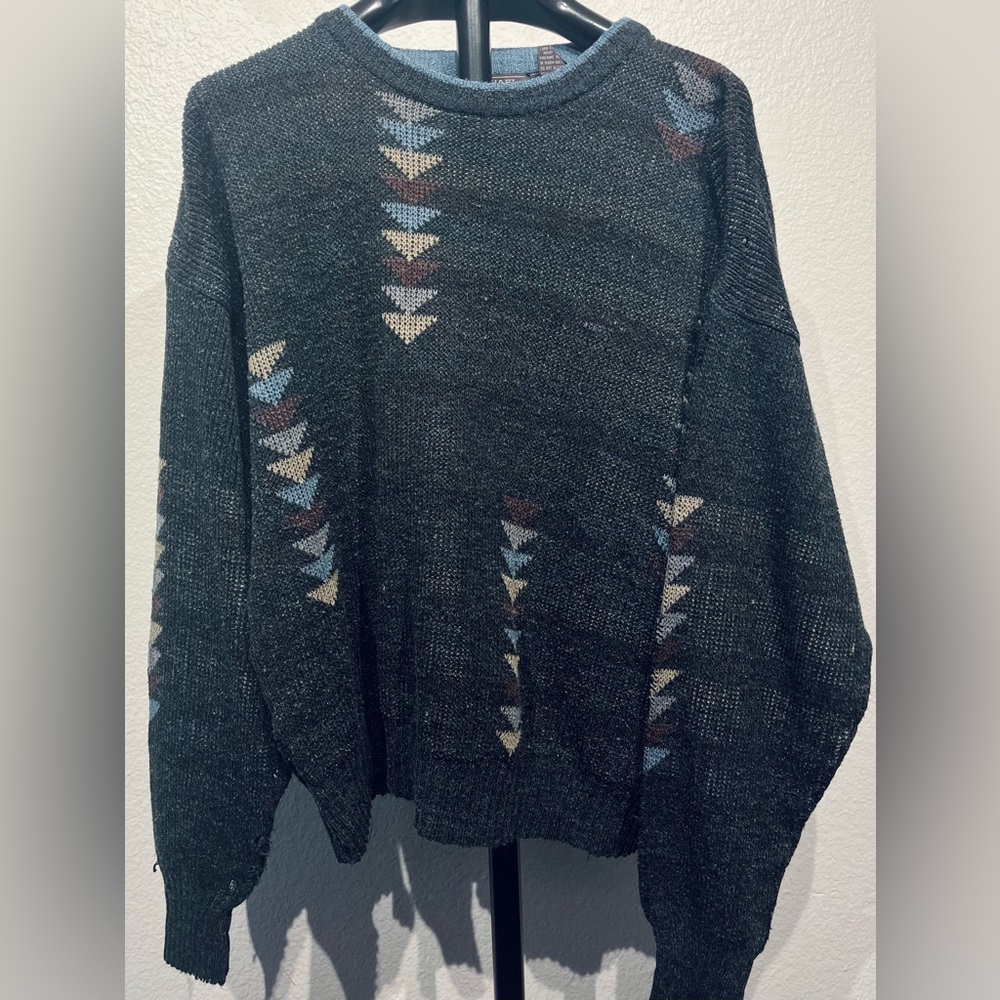 Vintage Michael Gerald Wool-blend Geometric Patterned Sweater - Size M (Men’s)
